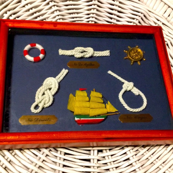 Other - Vintage Nautical Shadow Box Knots Clipper Ship Coastal Beachy Home Decor